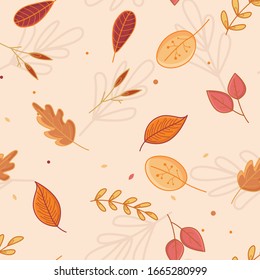 Autumn pattern with leaves on the background