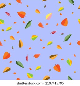 Autumn pattern of leaves on a blue background.
Vector illustration.