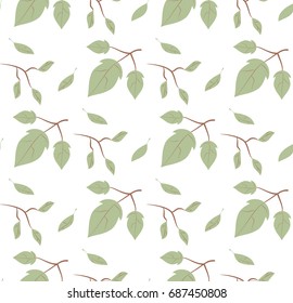 Autumn pattern with leaves on white background 
