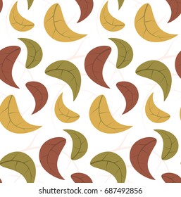 Autumn pattern with leaves on white background