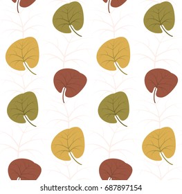 Autumn pattern with leaves on white background