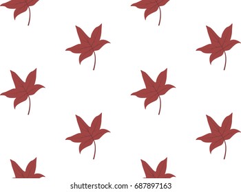 Autumn pattern with leaves on white background