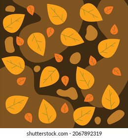 Autumn pattern with leaves, puddles, aesthetics and atmosphere