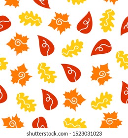 Autumn pattern with leaves. Vector illustration.