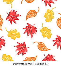 Autumn pattern with leaves. Vector illustration.