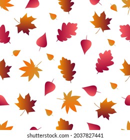 Autumn pattern with leaves, vector illustration