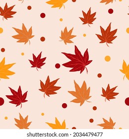 Autumn pattern with leaves in warm colors