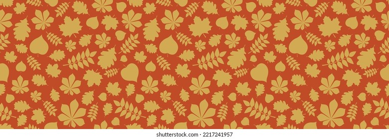 Autumn pattern with leaves. Wrapping paper concept. Panoramic header. Vector illustration