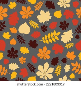 Autumn pattern with leaves. Wrapping paper concept. Vector illustration