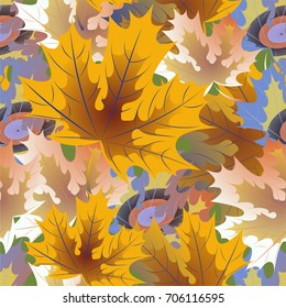 Autumn pattern with maple leaves.