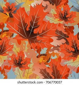 Autumn pattern with maple leaves.