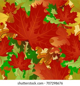 Autumn pattern with maple leaves.