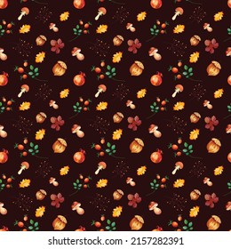 Autumn Pattern Mushroom flower vector desingn