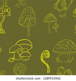 autumn pattern with mushrooms