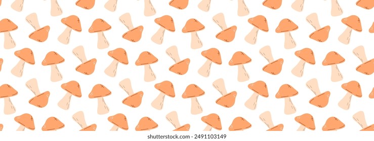 Autumn pattern. Mushrooms repeating pattern. Boletus. Fall season background.
