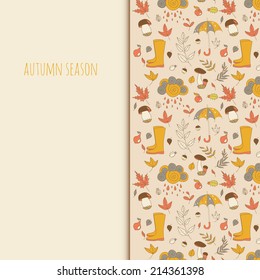 Autumn pattern. Autumn objects. Seasonal texture. Use as a greeting card