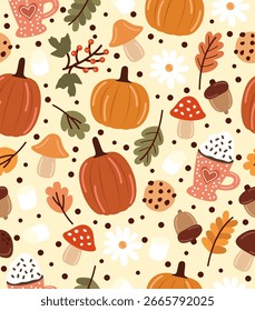 Autumn pattern on a beige background.