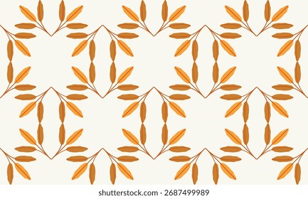 Autumn pattern with orange and brown leaves arranged symmetrically