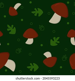 Autumn pattern for printing on fabric or paper. Mushrooms