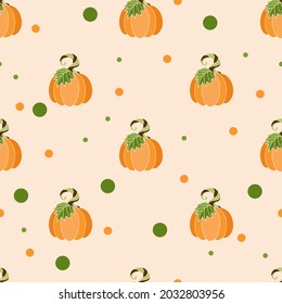 Autumn pattern with pumpkins, print for fabric, warm colors