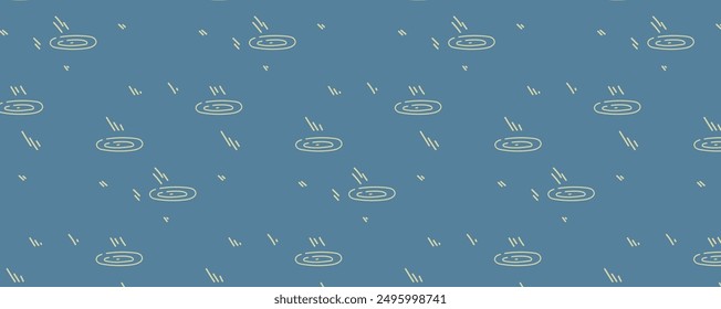 Autumn pattern with raindrops and puddles. Rain falls on puddles. Vector background for design.