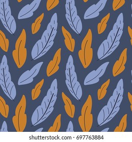 Autumn pattern with red and blue leaves