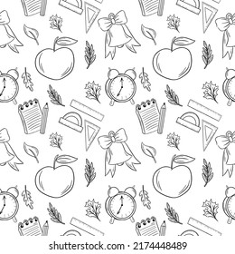 Autumn pattern school and the beginning of studies. Vector illustration