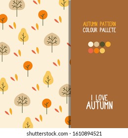 Autumn Pattern Seamless With Colour Pallete Vector Illustration