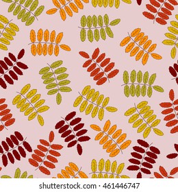 Autumn pattern. Seamless pattern with hand-drawn colorful leaves