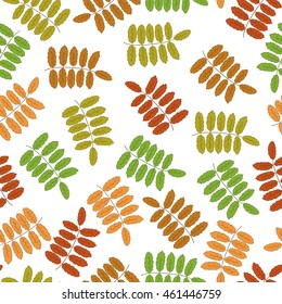 Autumn pattern. Seamless pattern with hand-drawn colorful leaves