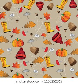 Autumn pattern seamless. Vector stock.