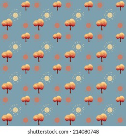 Autumn pattern set with cute subtle trees.
