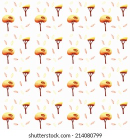 Autumn pattern set with cute subtle trees.