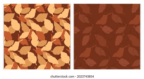 Autumn pattern set with yellow, red and orange leaves. Fall bright and elegant decorative endless background for cover, fabric and print.