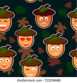 Autumn pattern and smiley. warm colors.eps 10