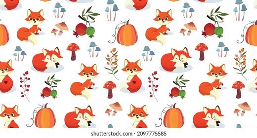autumn pattern template bright colorful nature elements deco