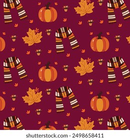 
Autumn pattern. Thanksgiving pattern. Pattern of autumn elements.