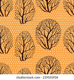 Autumn pattern with trees. Seamless pattern for fabric, paper and other printing and web projects.