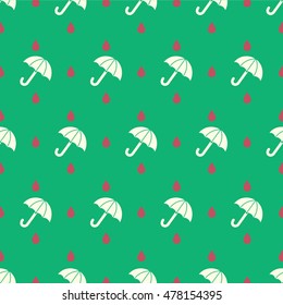 Autumn pattern with umbrellas and rain