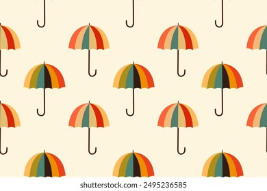 Patrón de otoño con paraguas. Ilustración vectorial.