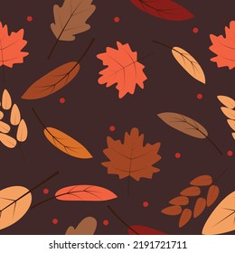 Autumn pattern. Vector illustration of autumn. Autumn illustration pattern with leaves
