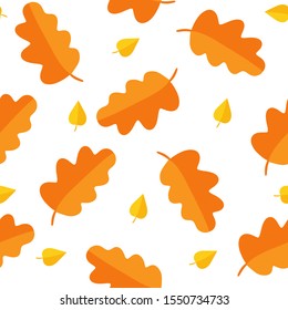 Autumn pattern. Vector. Seamless background with fall leaves. Colorful illustration in flat design