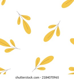 Autumn pattern with yellow leaf. Vector illustration of seamless autumn pattern. Isolated on white.