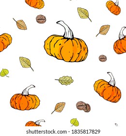 Das Herbstmuster mit gelbem Kürbis 