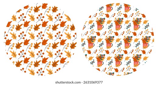 Autumn Patterns A Stunning and Beautiful Combination of Colorful Leaves and Floral Design Elements