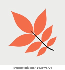 Autumn Pecan Leaf icon, flat style. - Vector