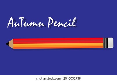 Autumn pencil in model in orange color and more colors.  vector illustration