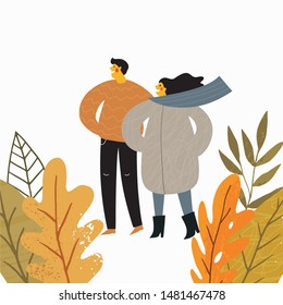 Autumn people Vector illustration in cartoon style