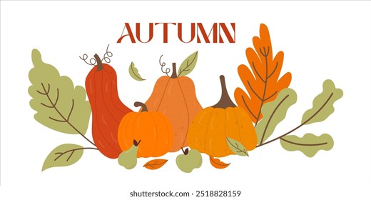 Autumn. Autumn phrase with cute and cozy design elements decorative