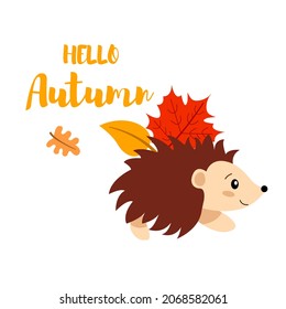 Frase de otoño con elementos de diseño bonitos. Pegatina. Ilustración vectorial en un fondo blanco aislado.